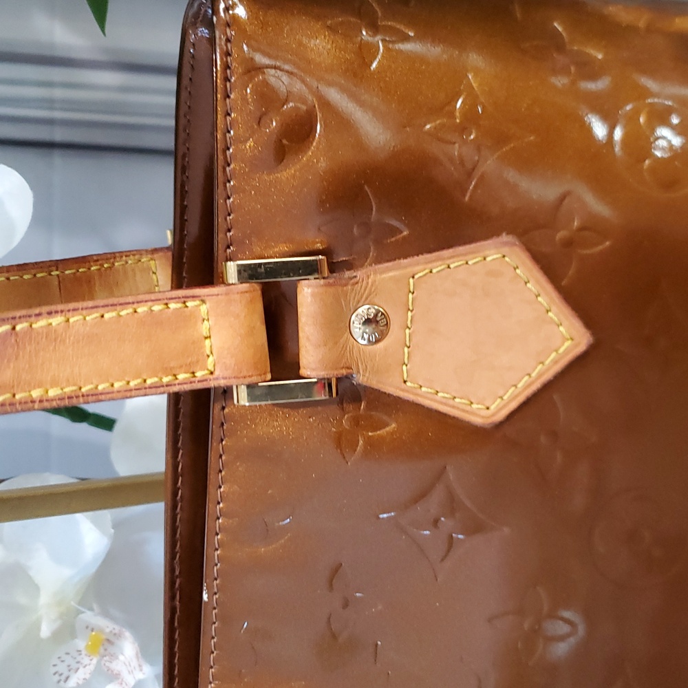 Louis Vuitton Brown Houston Vernis Leather monogram Tote Bag gold hardware LV - Picture 6 of 17